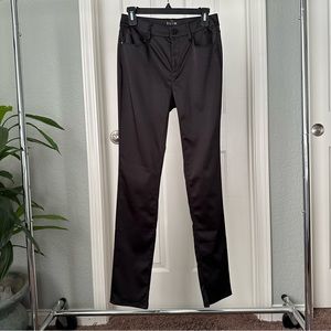 White House Black Market the Slim Satin Black Pants with Ankle Slits Size 2 WHBM